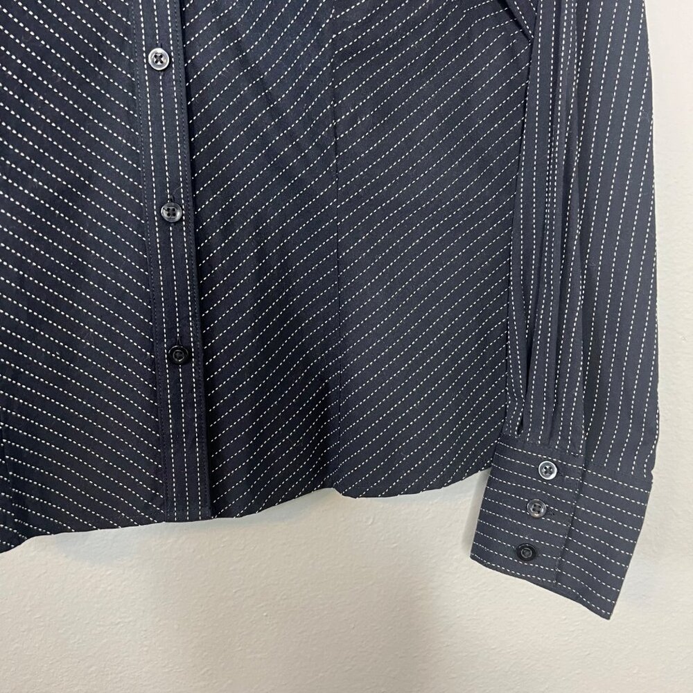 Croft & Barrow Collared Long Sleeve Top Size PS Black‎ White Button Front Office - Picture 5 of 8